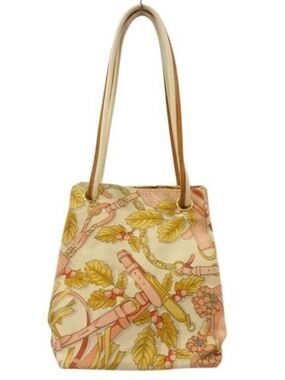 Loewe Shoulder Bag Canvas Drawstring Beige Pink Handbag